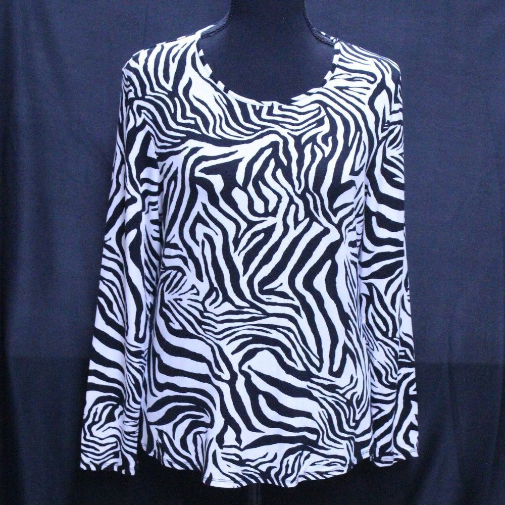 by Chicos Zebra Animal Print Long Sleeve Top